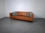 Lederen 4 zits Bank Cognac | GRATIS BEZORGING | Gereinigd, Huis en Inrichting, Banken | Bankstellen, Gebruikt, 75 tot 100 cm, Ophalen of Verzenden