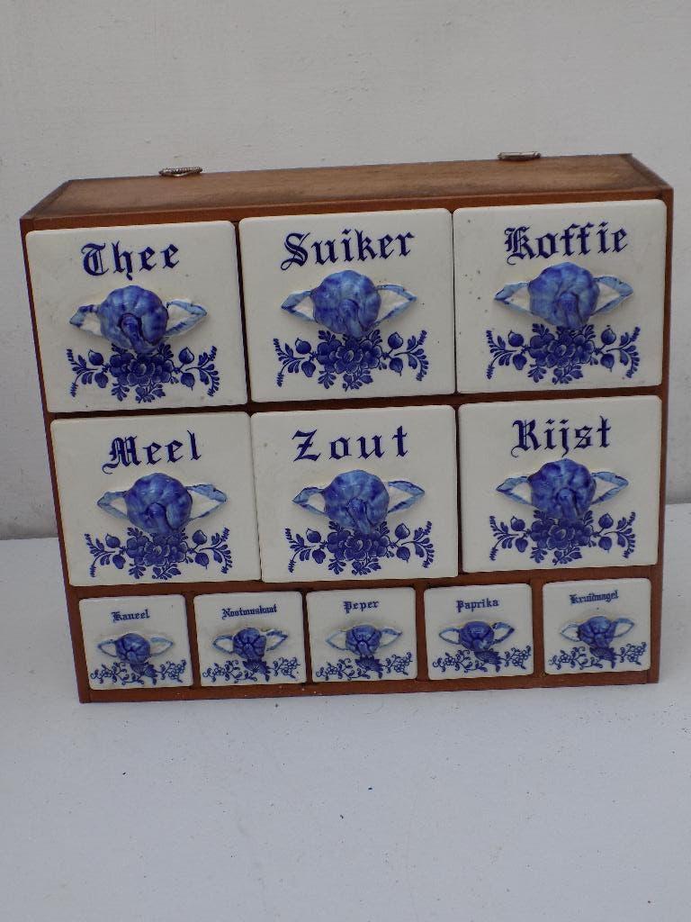 Keuken kruidenkastje Delfts blauw jaren 20 30 vintage, Ophalen of Verzenden, Gebruikt