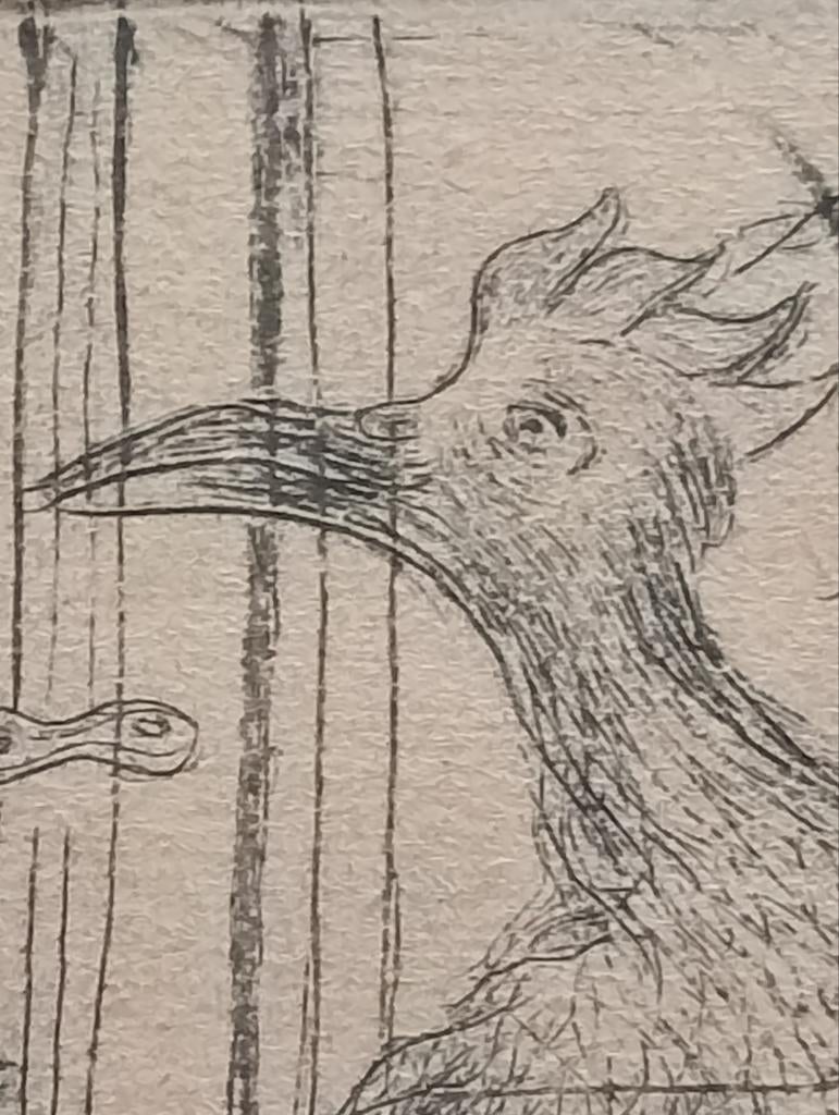 Ets Surrealisme staande Vogel, Ophalen of Verzenden