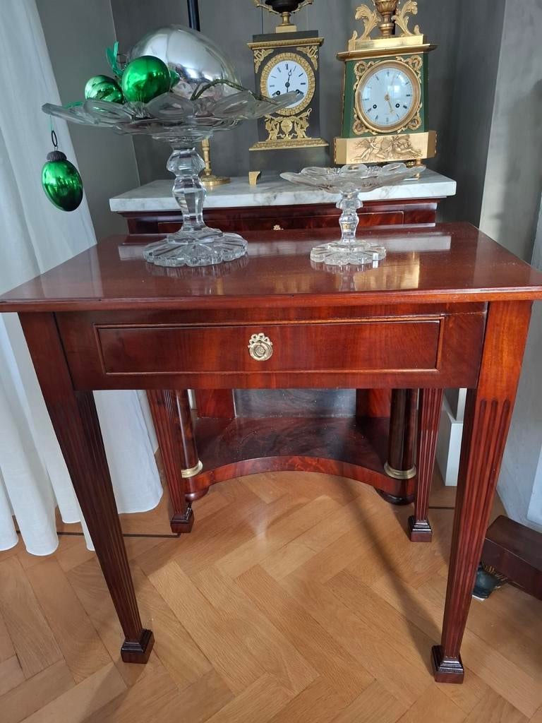 Mahonie Louis Seize wandtafeltje met lade, Antiek en Kunst, Antiek | Meubels | Tafels, Ophalen