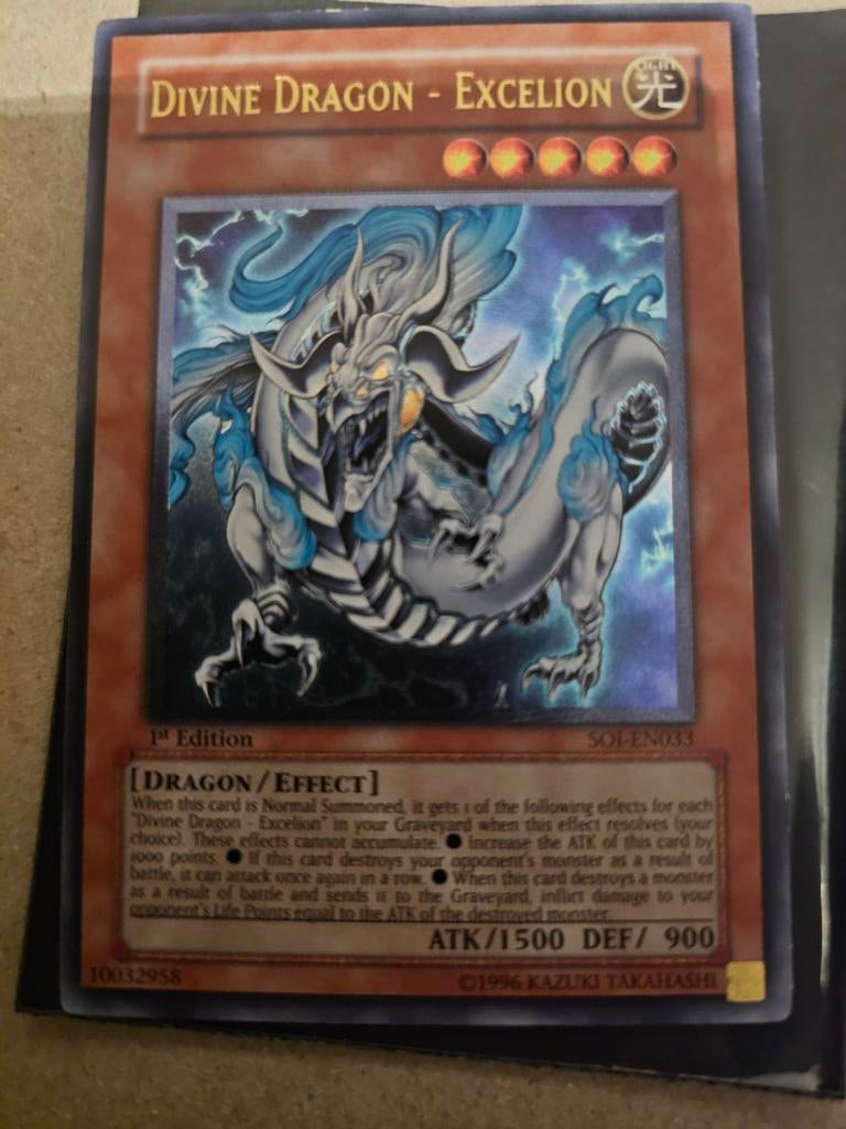 Yu-Gi-Oh! Divine Dragon - Excelion (1st Edition), Ophalen of Verzenden, Zo goed als nieuw, Losse kaart, Foil