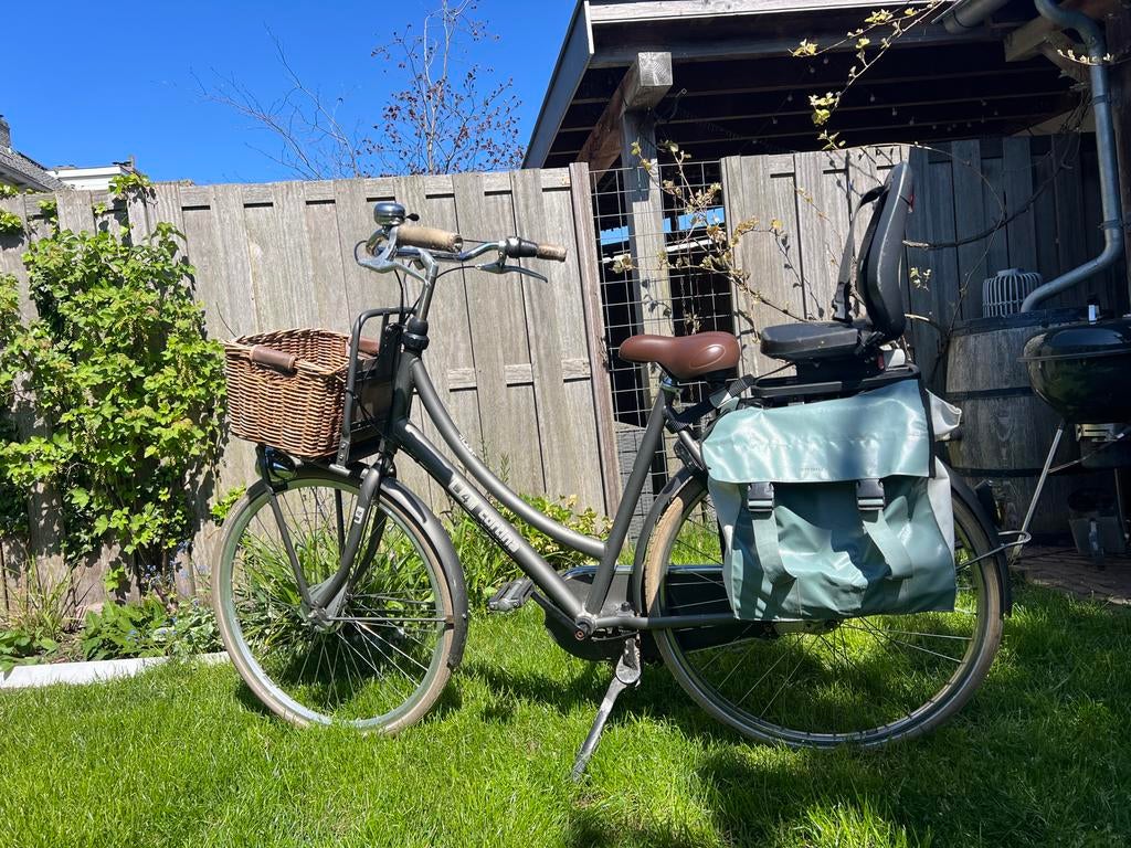 Cortina u4 fiets met kinderzitje en fietstassen, Gebruikt, Velgrem, Versnellingen, 50 tot 53 cm