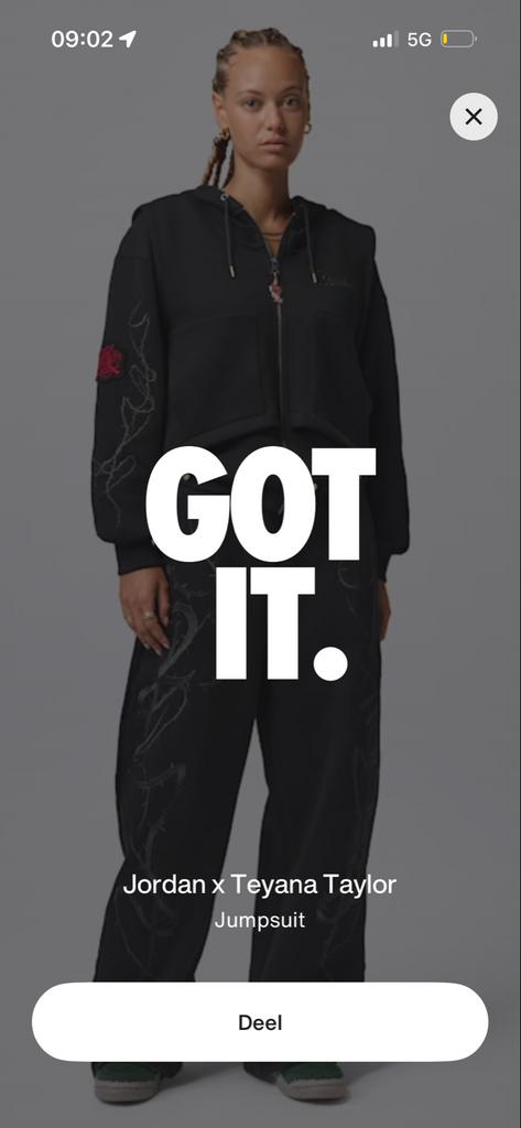 Jordan x Teyana Taylor jumpsuit XL, Kleding | Dames, Jumpsuits, Ophalen of Verzenden, Nieuw, Maat 46/48 (XL) of groter, Zwart