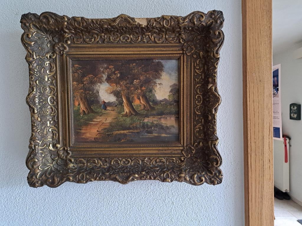 Landschapsschilderij met lijst, Ophalen