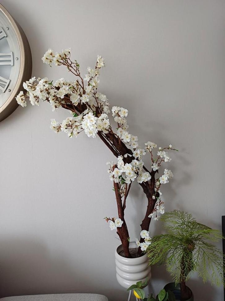 Kunstplant met witte bloesem in pot, Huis en Inrichting, Woonaccessoires | Kunstplanten en Kunstbloemen, Nieuw, Binnen, Buiten