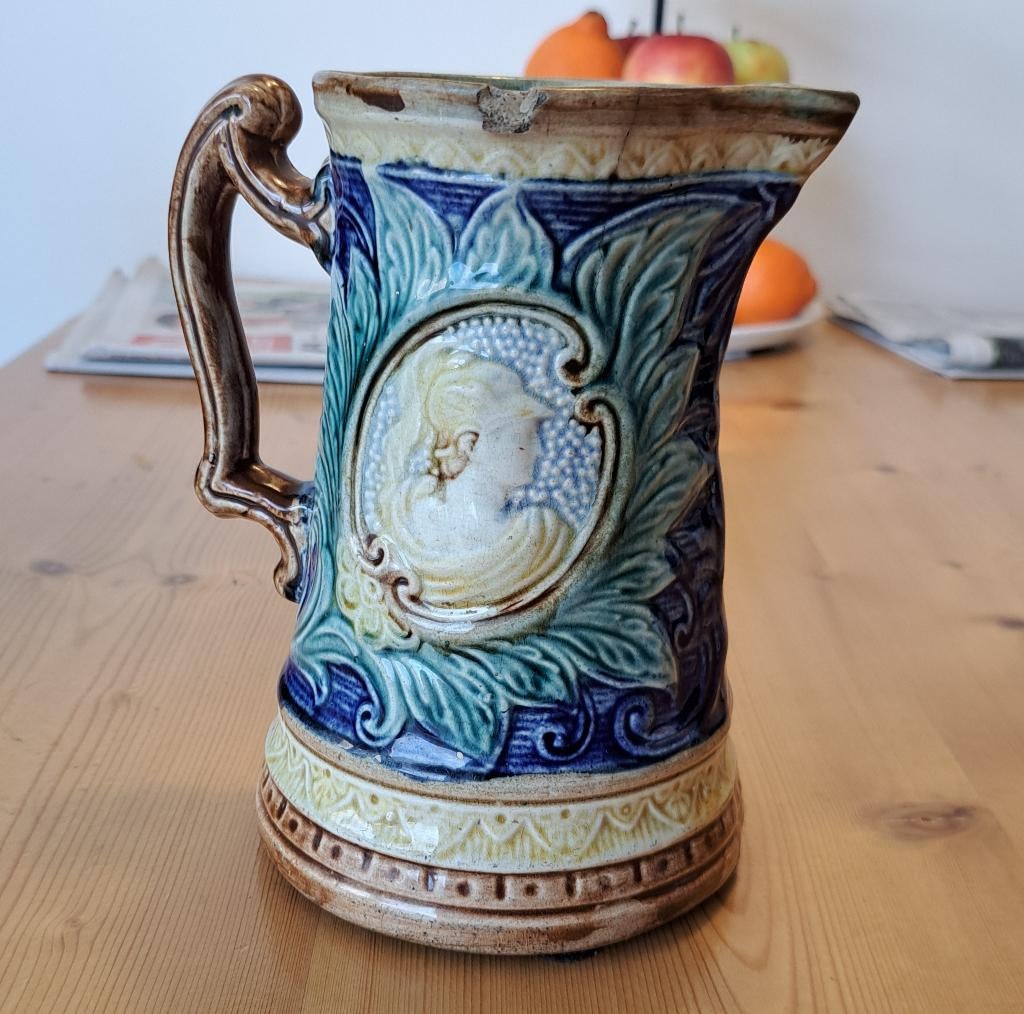 Prachtige vaas Jugendstil, Ophalen, Steen, Blauw, Zo goed als nieuw