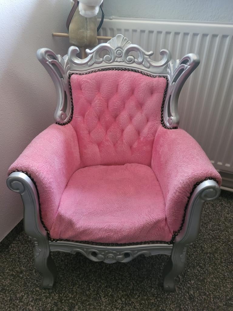 Roze kinderfauteuil - prinsessenstoel, Ophalen, Gebruikt, Overige kleuren, Barok, Prinses