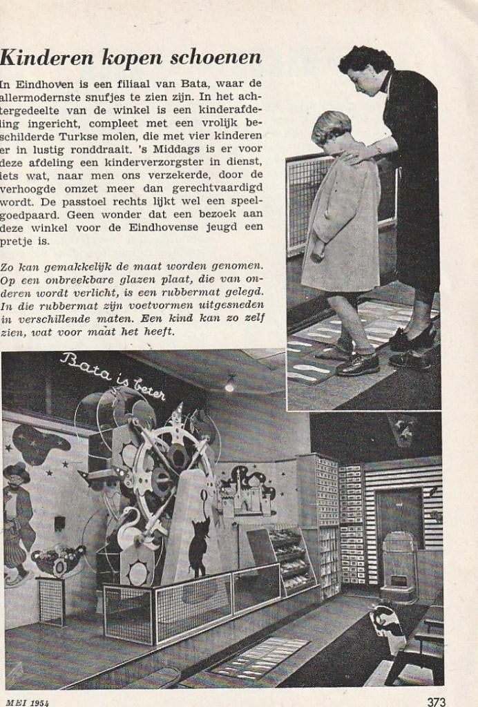 Vintage knipsel 1954 Eindhoven Bata schoenenwinkel, Verzenden, 1940 tot 1960, Nederland, Knipsel(s)