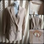 H&M Beige Double-Breasted Blazer Stretch Maat 36 (S), H&M, Beige, Ophalen of Verzenden, Zo goed als nieuw