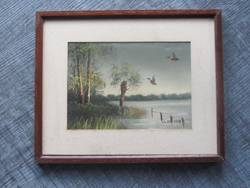 Opvliegende eenden - olieverfschilderij A. Mulder, Ophalen of Verzenden