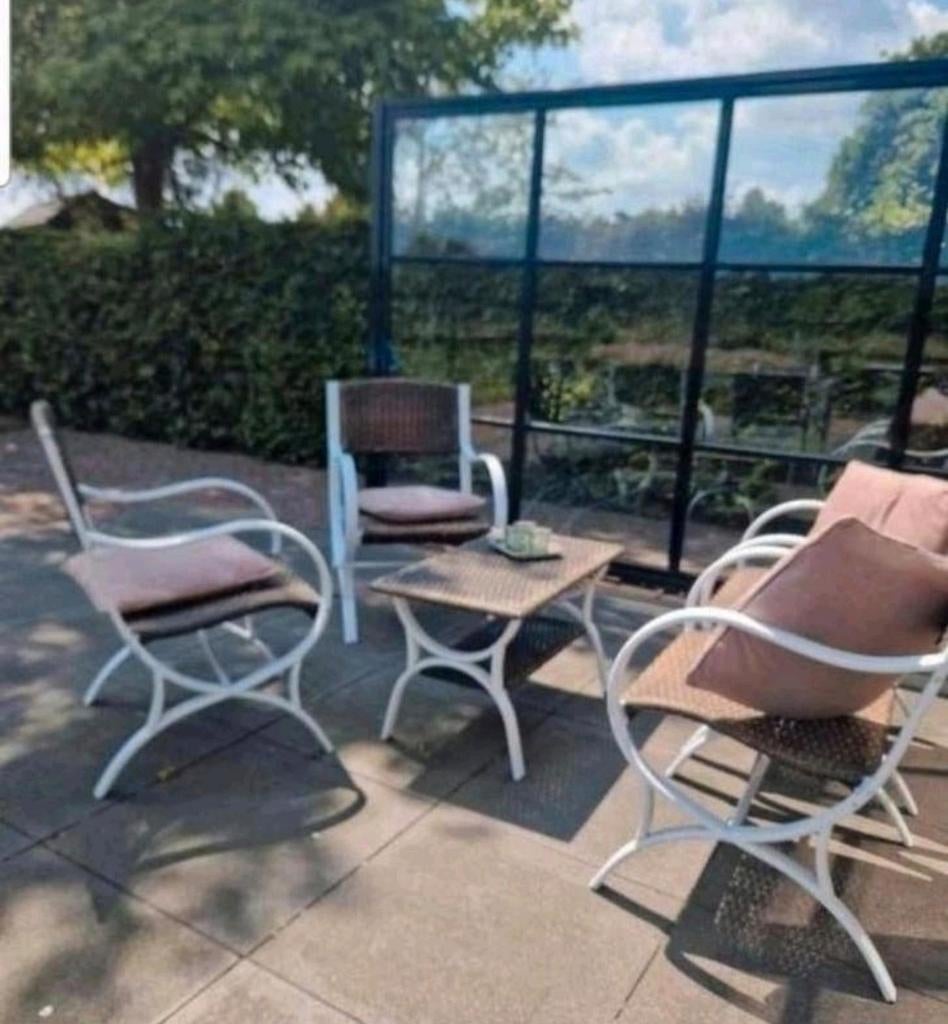 Aluminium Tuinset / Loungeset - 4 Stoelen + Tafel, Tuin en Terras, Tuinsets en Loungesets, Ophalen, Gebruikt, Aluminium