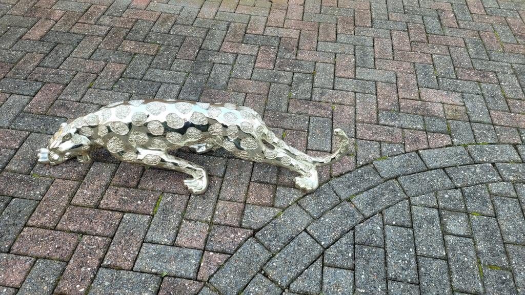 Zilveren luipaard beeld 100cm, Ophalen of Verzenden