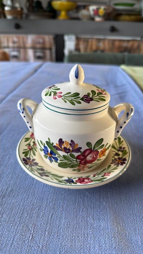 Sarreguemines Rusticana boter/suikerpot, Antiek en Kunst, Antiek | Servies los, Ophalen of Verzenden