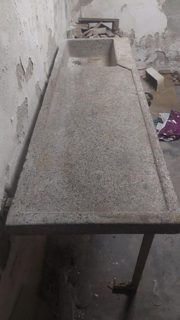 Antieke granietblad granieten wasbak keukenblok 160x50 cm, Ophalen, Gebruikt, 150 tot 200 cm, Grijs