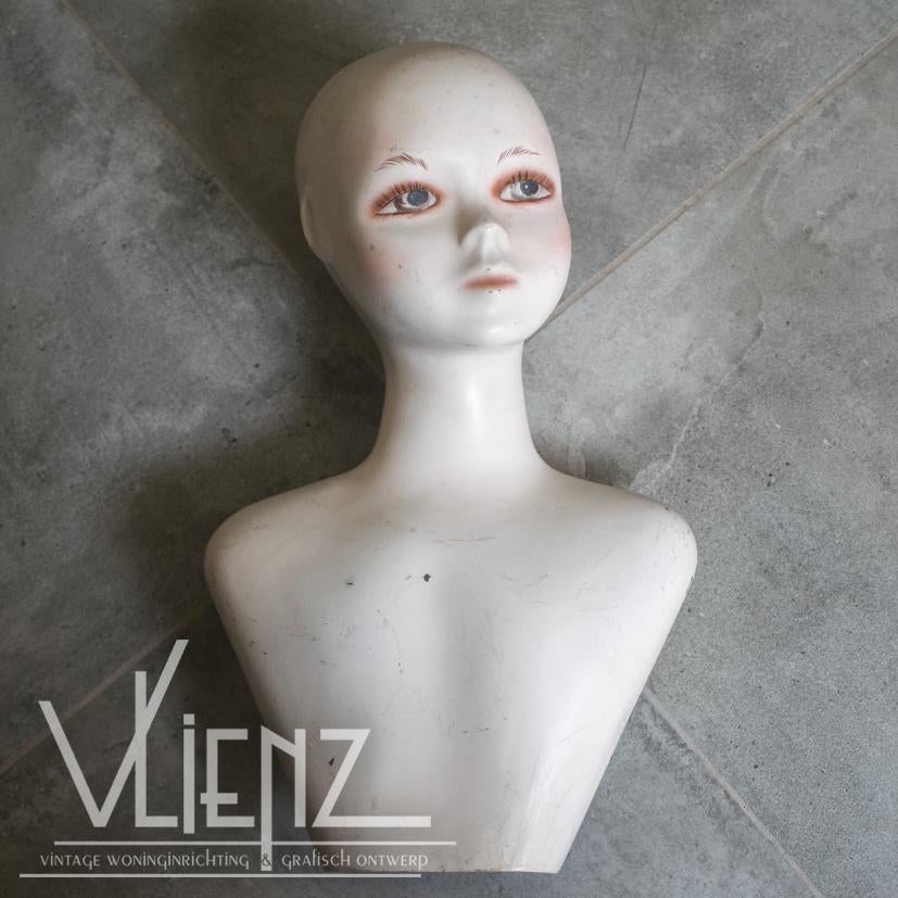 Vintage, retro, brocante paspop, etalagepop torso meisje, Ophalen of Verzenden