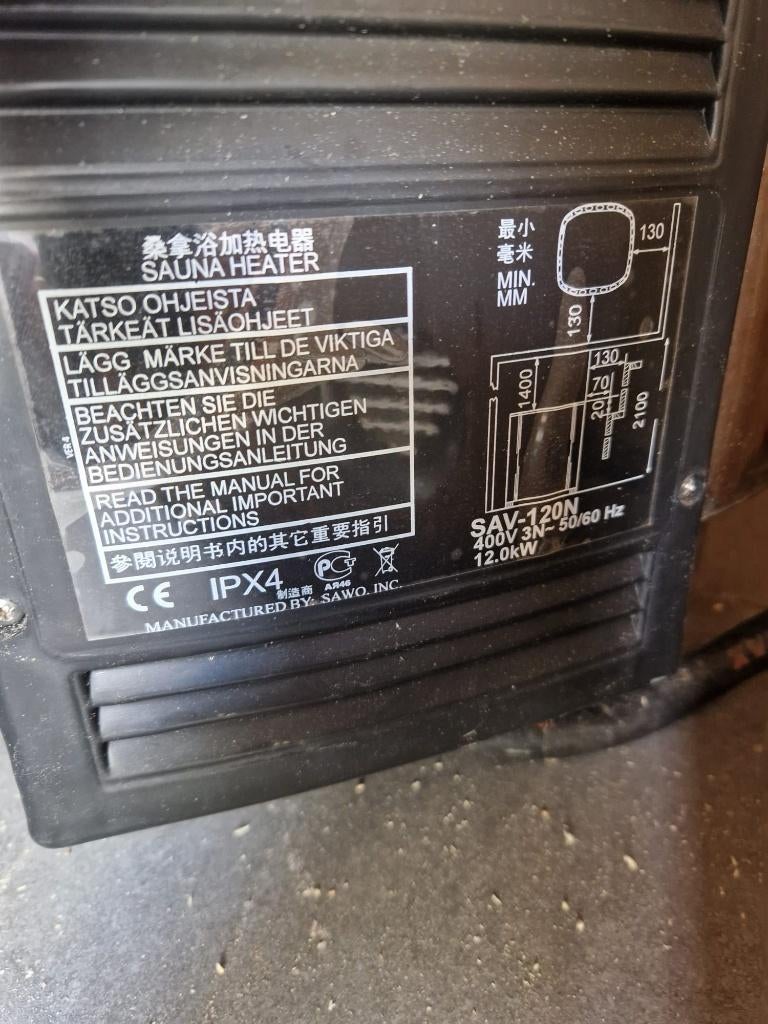 sauna kachel 12kW, Sport en Fitness, Sauna, Ophalen, Gebruikt, Fins of Traditioneel, Onderdelen