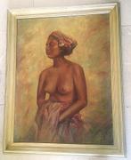 Aziatische vrouw met ontbloot bovenlijf '54 - ges. SIA, Ophalen of Verzenden