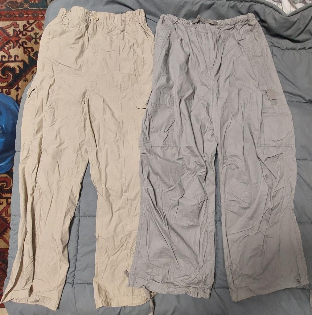 2 cargo zomer broeken parachutestof maat 42 / XL, Ophalen of Verzenden, Gedragen, Maat 42/44 (L), Lang