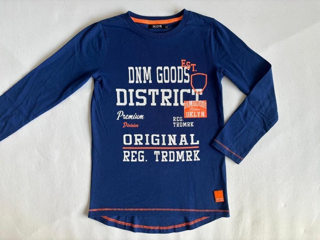 Mooie Longsleeve shirtje, met leuke oranje accenten 134/140, Kinderen en Baby's, Kinderkleding | Maat 134, Zo goed als nieuw, Jongen