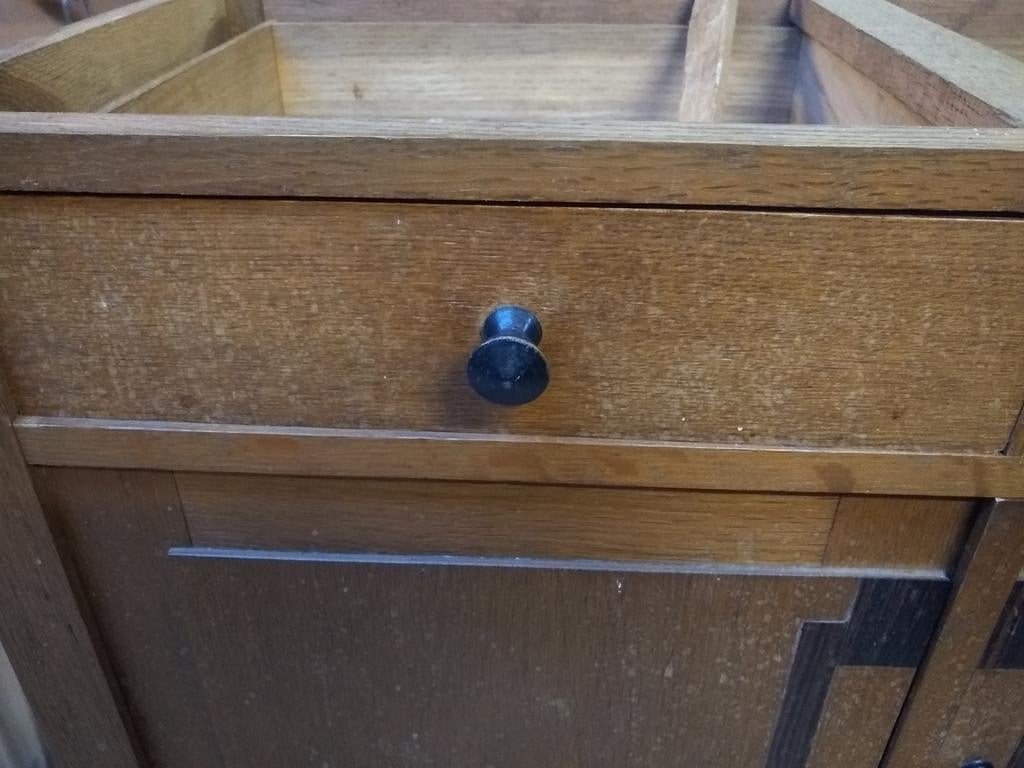 Commode Amsterdamse school, Ophalen, 1 of 2 laden, Eikenhout, 50 tot 100 cm