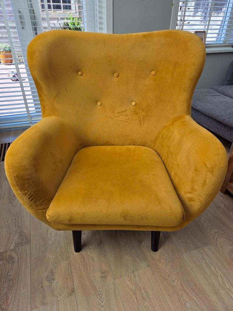 Comfortabele Okergele Fauteuil - Zo goed als nieuw, Ophalen, Modern, Comfortabel, Overige kleuren, Zo goed als nieuw