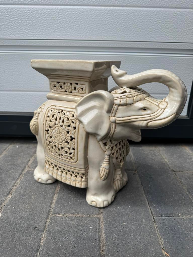 Prachtige Vintage Keramische Olifant – Bijzettafel, Antiek en Kunst, Ophalen of Verzenden