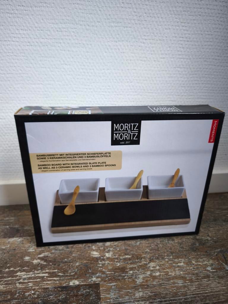 Moritz & Moritz serveerbakjes met leisteenplaat, Ophalen of Verzenden, Nieuw, Overige materialen, Overige stijlen
