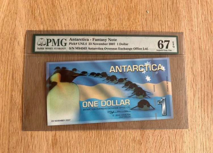 Antarctica 1 Dollar Fantasy Biljet PMG 67, Postzegels en Munten, Bankbiljetten | Europa | Niet-Eurobiljetten, Ophalen of Verzenden