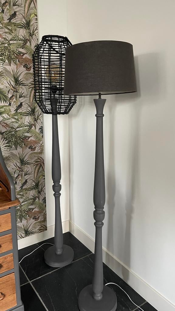 Houten staande vloer lamp, Ophalen, Zo goed als nieuw, Minder dan 100 cm