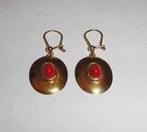 Oorbellen 925 verguld rode steen goud kleurig, Hangers, Nieuw, Ophalen of Verzenden, Goud