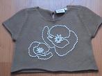 BARBARA FARBER BF Beige gebreide top opdruk van witte bloeme, Kinderen en Baby's, Kinderkleding | Maat 104, Gebruikt, Meisje, Ophalen of Verzenden