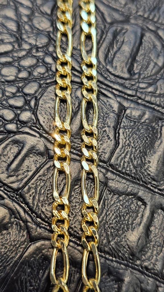 Prachtige Figaro ketting met Granaat 14karaat goud, Ophalen of Verzenden, Nieuw, Goud, Goud