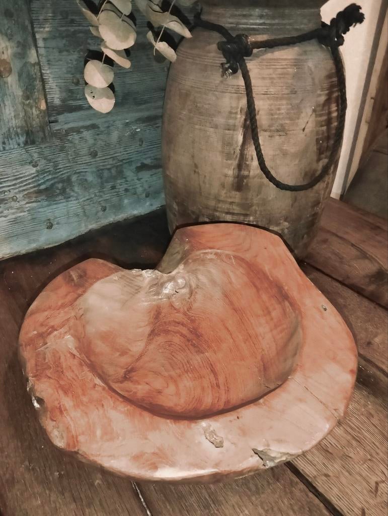Mooie brocante houten zware schaal ., Antiek en Kunst, Ophalen of Verzenden