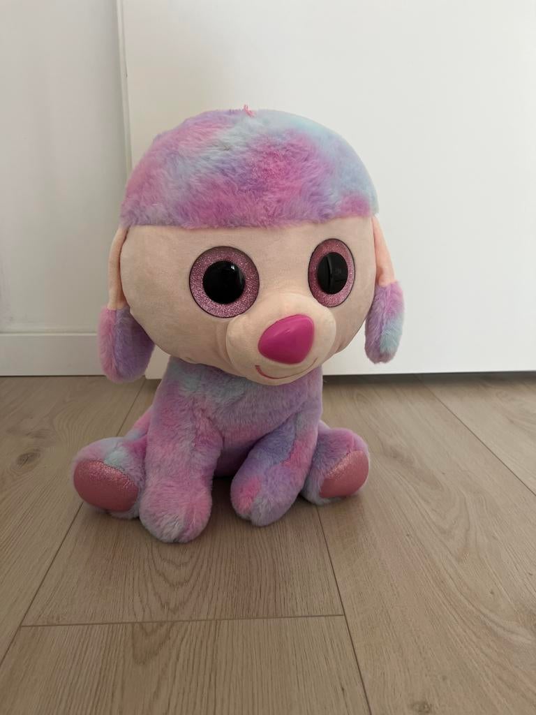 Schattige Ty Beanie Boo hond knuffel, roze/blauw, Zo goed als nieuw, Middelgroot (20 tot 80 cm), Meerkleurig, Ty