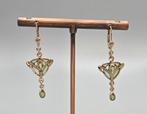 Antieke gouden jugendstil oorbellen groene amethist.2026/150, Sieraden, Tassen en Uiterlijk, Hangers, ., Ophalen of Verzenden