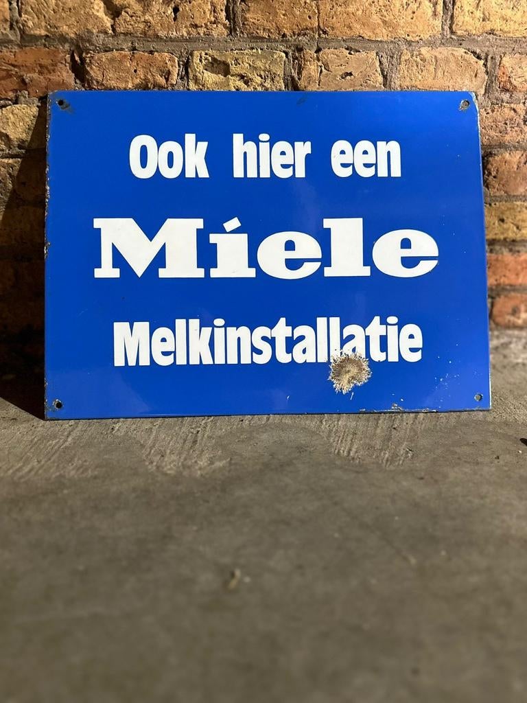Vintage Miele Melkmachine Emaille Bord, Antiek en Kunst, Ophalen of Verzenden