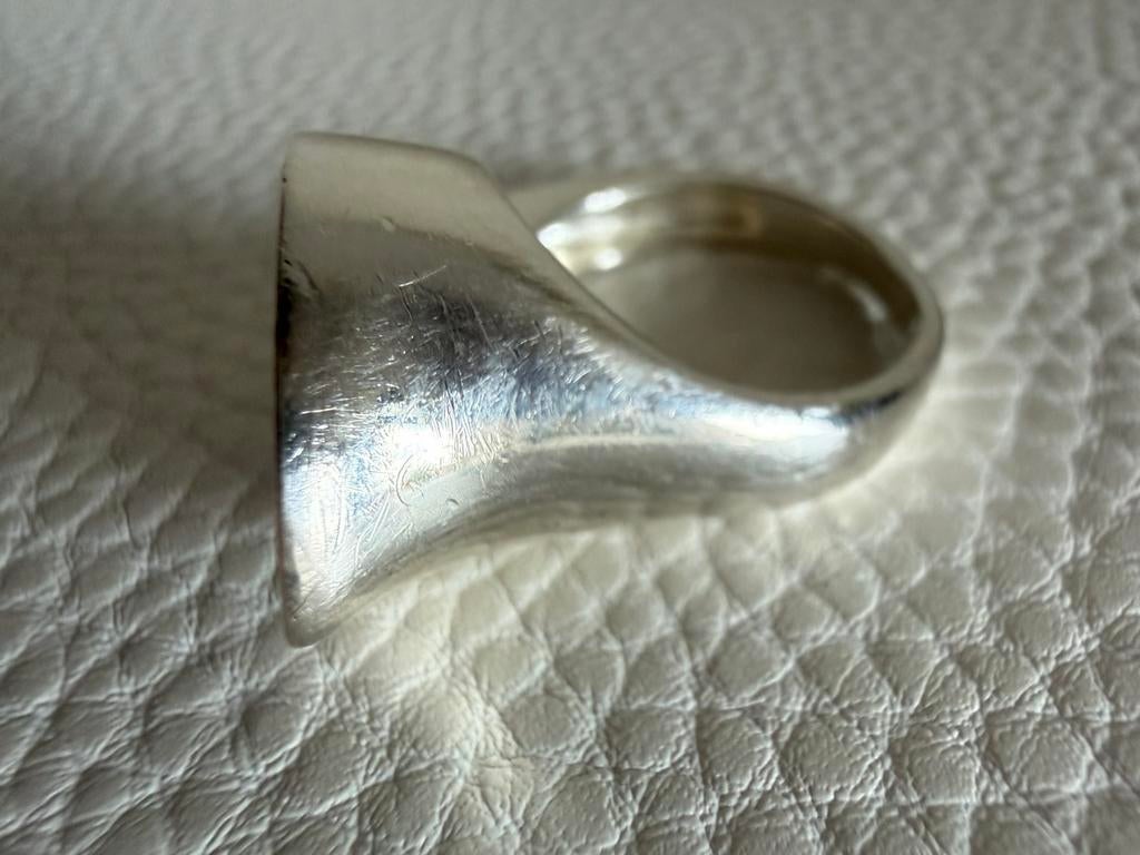 H159/Zilveren Degelijke Modernist Ring Scandinavië, Gebruikt, Verzenden, X, Dame