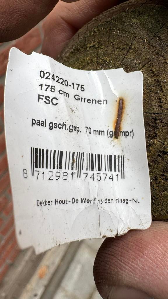 7x nieuwe  geïmpregneerde boompalen 175 cm, 70 mm rond, Ophalen, Nieuw, Minder dan 180 cm, Palen