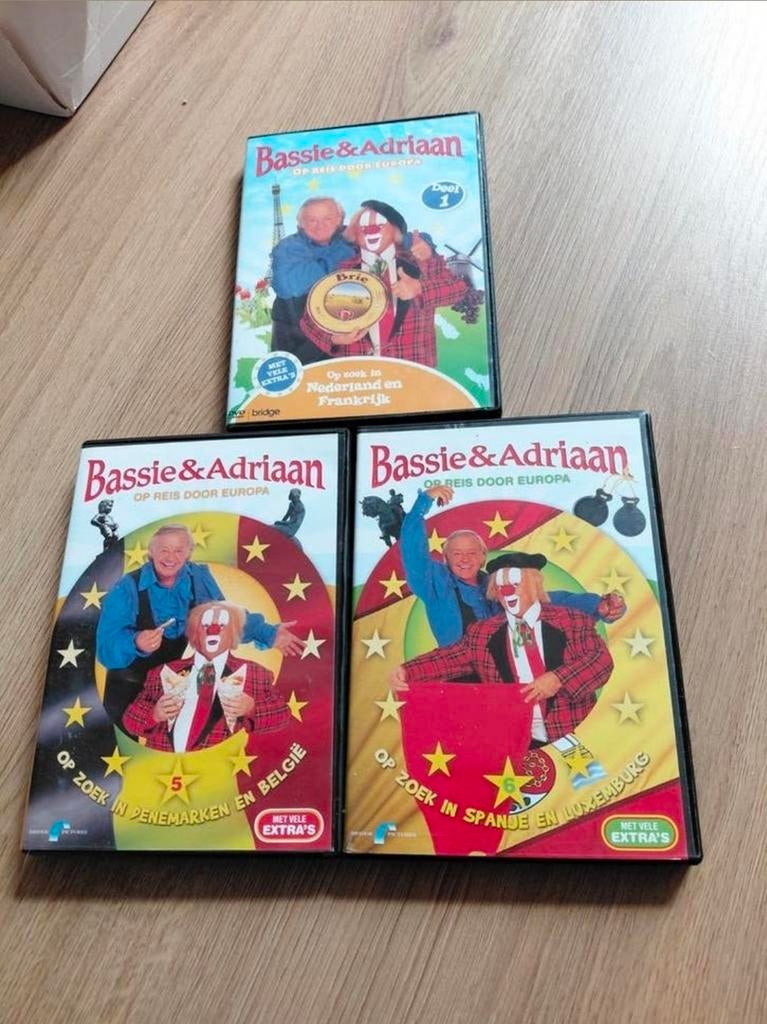 Bassie en Adriaan op zoek in Europa 1,5,6 op dvd., Cd's en Dvd's, Dvd's | Kinderen en Jeugd, Gebruikt, Alle leeftijden, Ophalen of Verzenden