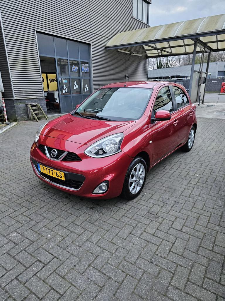 Nissan Micra 1.2 59KW 5DR CVT 2014 Rood  ! nieuw APK 2027 !!, Auto's, Nissan, Stof, 40 €/maand, Zwart, 1198 cc