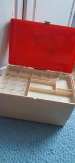 Vintage creme met oranje naaibox koffer van Curver, Ophalen of Verzenden, Gebruikt, Overige typen
