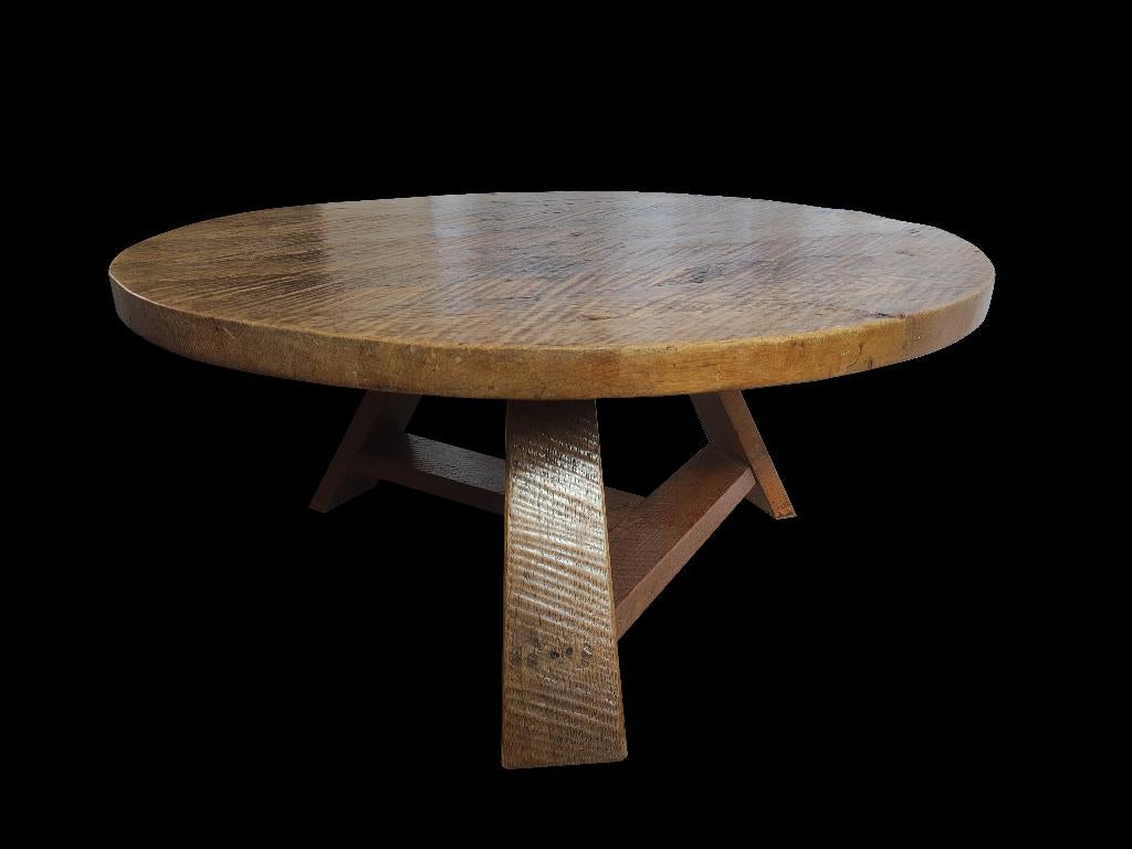 Schitterende massieve vintage brutalist wabi sabi salontafel, Ophalen, Gebruikt, Hout