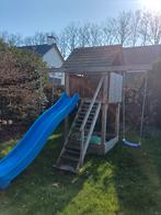 Houten Speelhuis - 2 schommels, glijbaan, Ophalen, Gebruikt, Hout