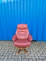 Zeer mooie rood lederen fauteuil, Ophalen, Zo goed als nieuw, Leer, 75 tot 100 cm