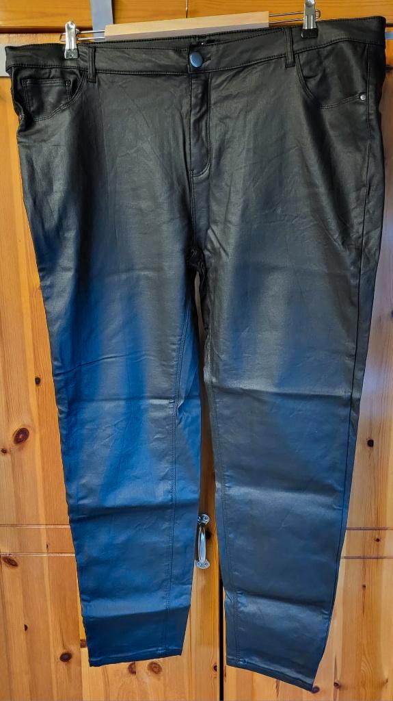 MS mode leren broek maat 54, Kleding | Dames, Grote Maten, Zo goed als nieuw, Broek of Spijkerbroek, Zwart, Ophalen of Verzenden