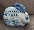 Vintage konijn potje met deksel, wit-blauw keramiek, Ophalen of Verzenden