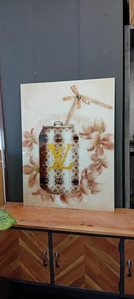 Luxe Pop Art glasplaten: Louis Vuitton en Gucci., Ophalen of Verzenden