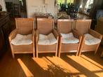 rotan fauteuils 4 stuks met witte kussens, Ophalen, Gebruikt, Bruin, Riet of Rotan