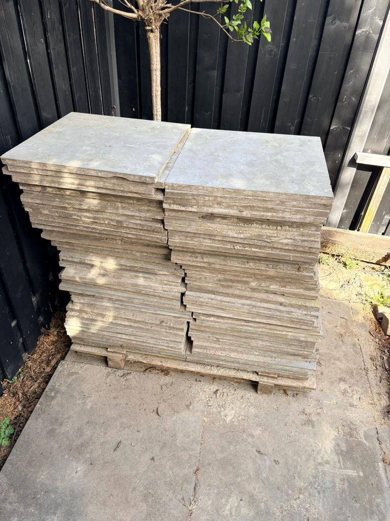 Grijze betonlooktegels 60x60 - 75 stuks, Ophalen, Gebruikt, 10 m² of meer, Beton