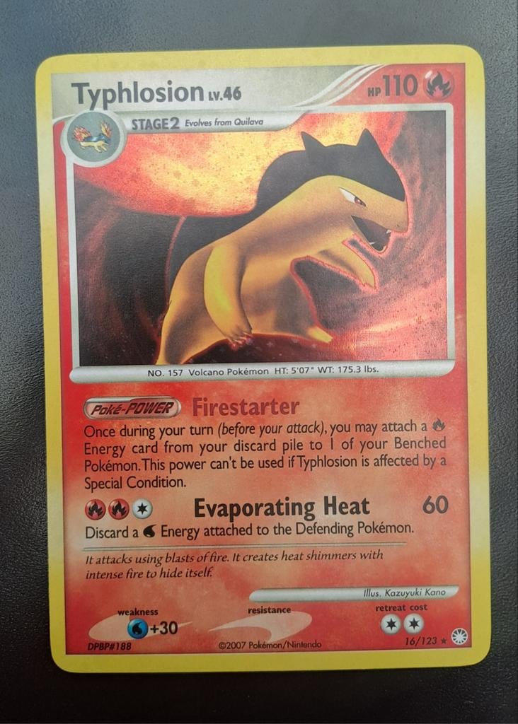 Typhlosion 16/123 (DPBP#188) - Zeldzaam!, Ophalen of Verzenden, Gebruikt, Losse kaart